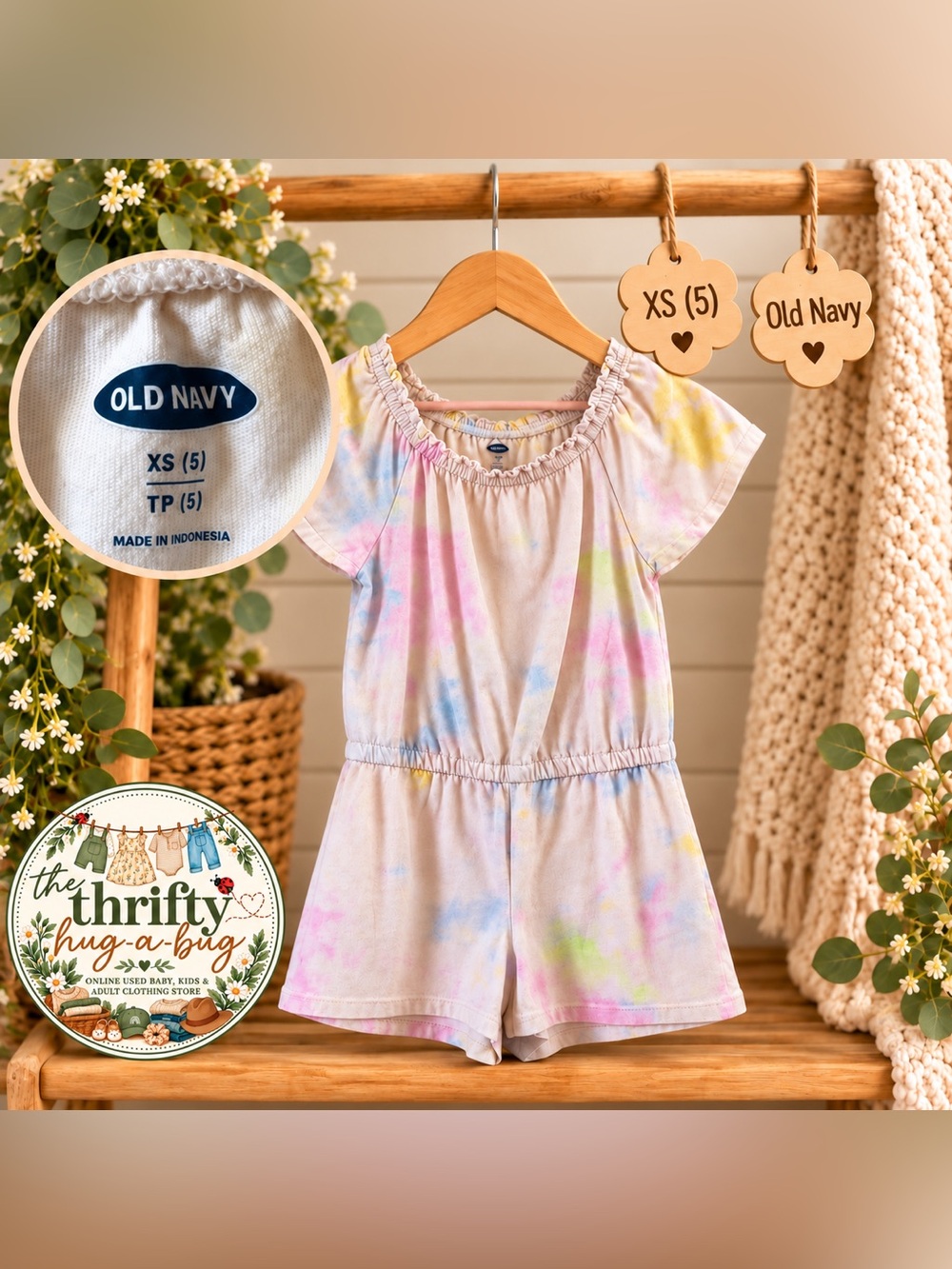 Old Navy Girls Pastel Tie-Dye Romper | XS (5) 🌈🤍